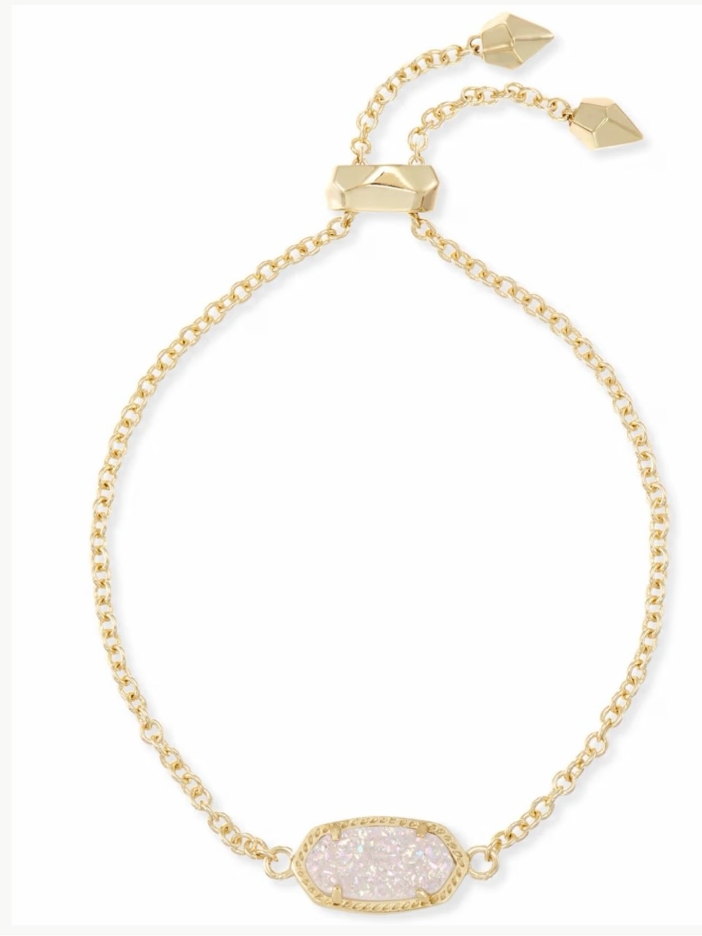 Kendra Scott Elaina Gold Adjustable Chain Bracelet in Iridescent Drusy